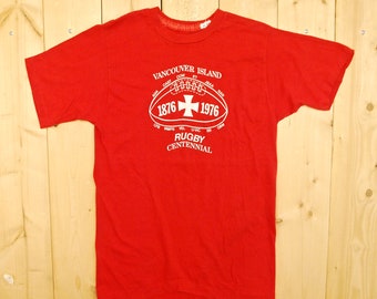 SALE!! Vintage 1976 Vancouver Island Rugby Centennial T-Shirt / Retro Collectable Rare