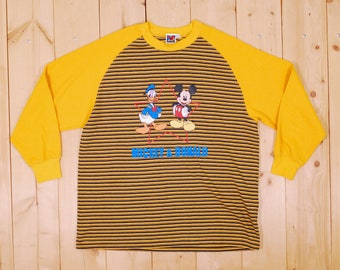 Vintage 1980's MICKEY MOUSE and DONALD Duck Long Sleeve T-Shirt / Mickey Unlimited / Retro Collectable Rare