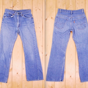 Vintage 1960&#39;s/70&#39;s Trashed LEVIS Orange Tab Denim Flare Jeans / Bellbottoms / Hippie / BoHo / Retro Collectable Rare