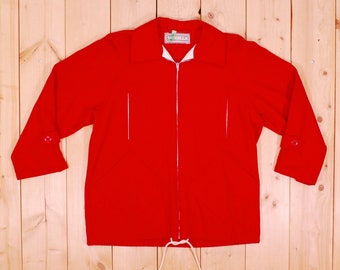 Vintage 1970 chaqueta bomber de lana MARELLA roja / abrigo de coche / leñador / crucero / retro coleccionable raro
