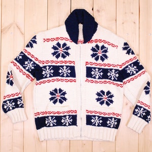 Vintage 1950&#39;s COWICHAN Sweater / Snow Flake Pattern / Retro Collectable Rare