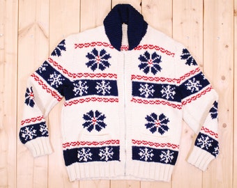 Vintage 1950's COWICHAN Sweater / Snow Flake Pattern / Retro Collectable Rare