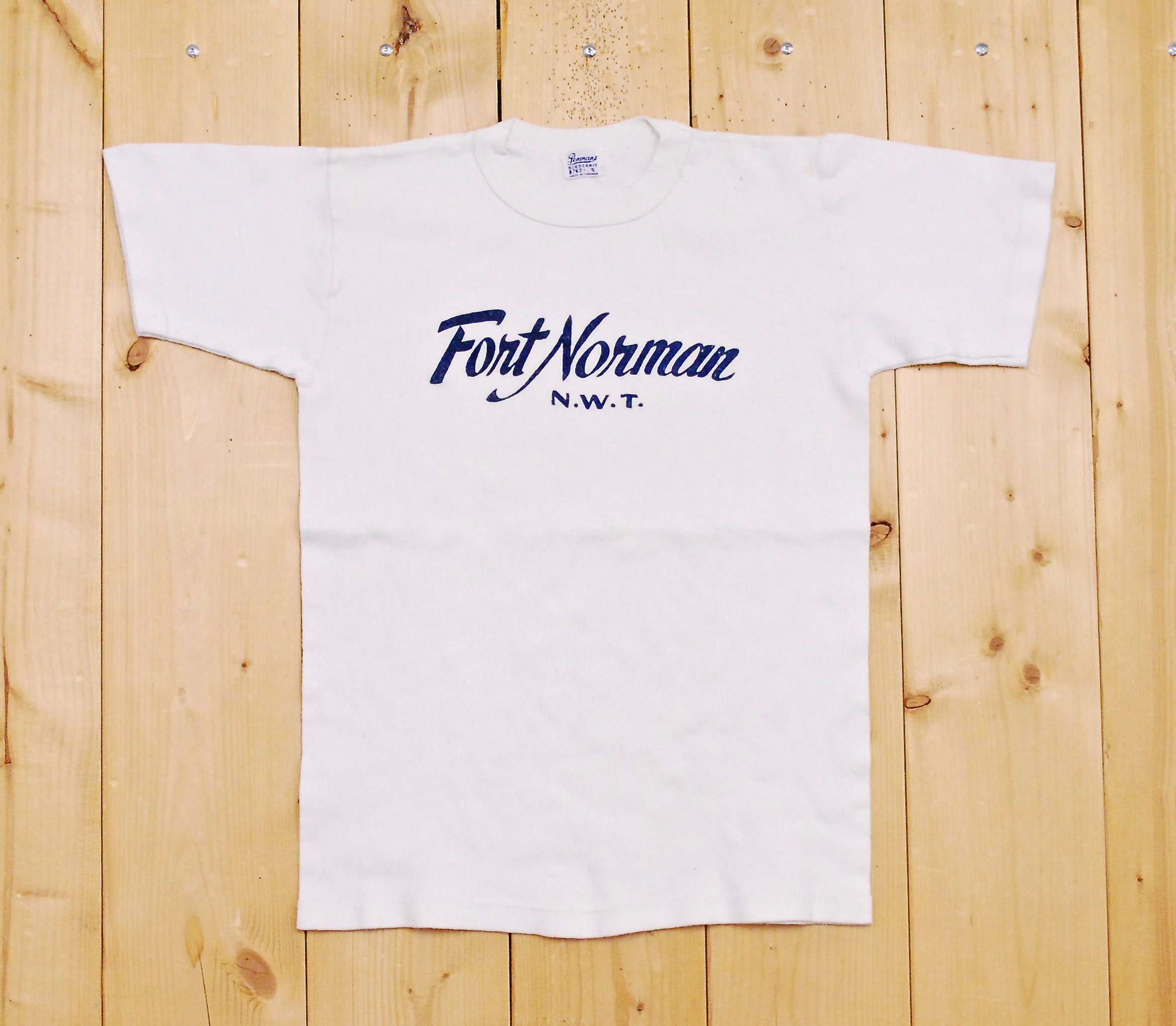 ヴィンテージ 1950 年代/60 年代 ホワイト FORT NELSON T シャツ 