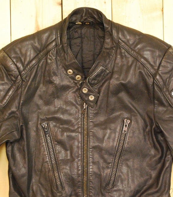 Vintage 1980's Black HEIN GERICKE Leather Motorcycle Jacket / Cafe
