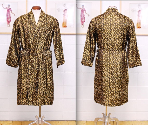 1930's/40's Black and Gold STEPHAN Men's Robe / Sm