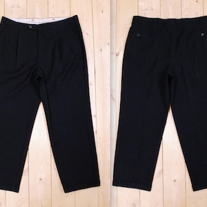 Vintage 1980's Black TAILOR'S BENCH Pleated Wool Trousers / Retro Collectable Rare