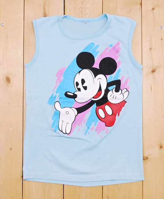 Vintage 1970's/80's MICKEY MOUSE Seafoam Muscle T… - image 2