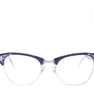 Vintage 1950&#39;s Black Cateye Eyeglasses / Retro Collectible Rare #2743