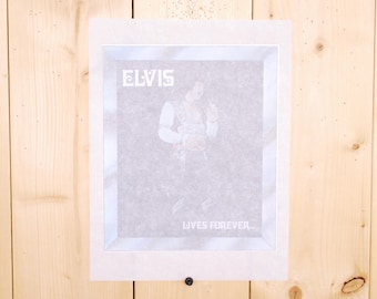 Vintage 1970's Original ELVIS LIVES FOREVER Iron On Heat Transfer / Retro Collectable Rare