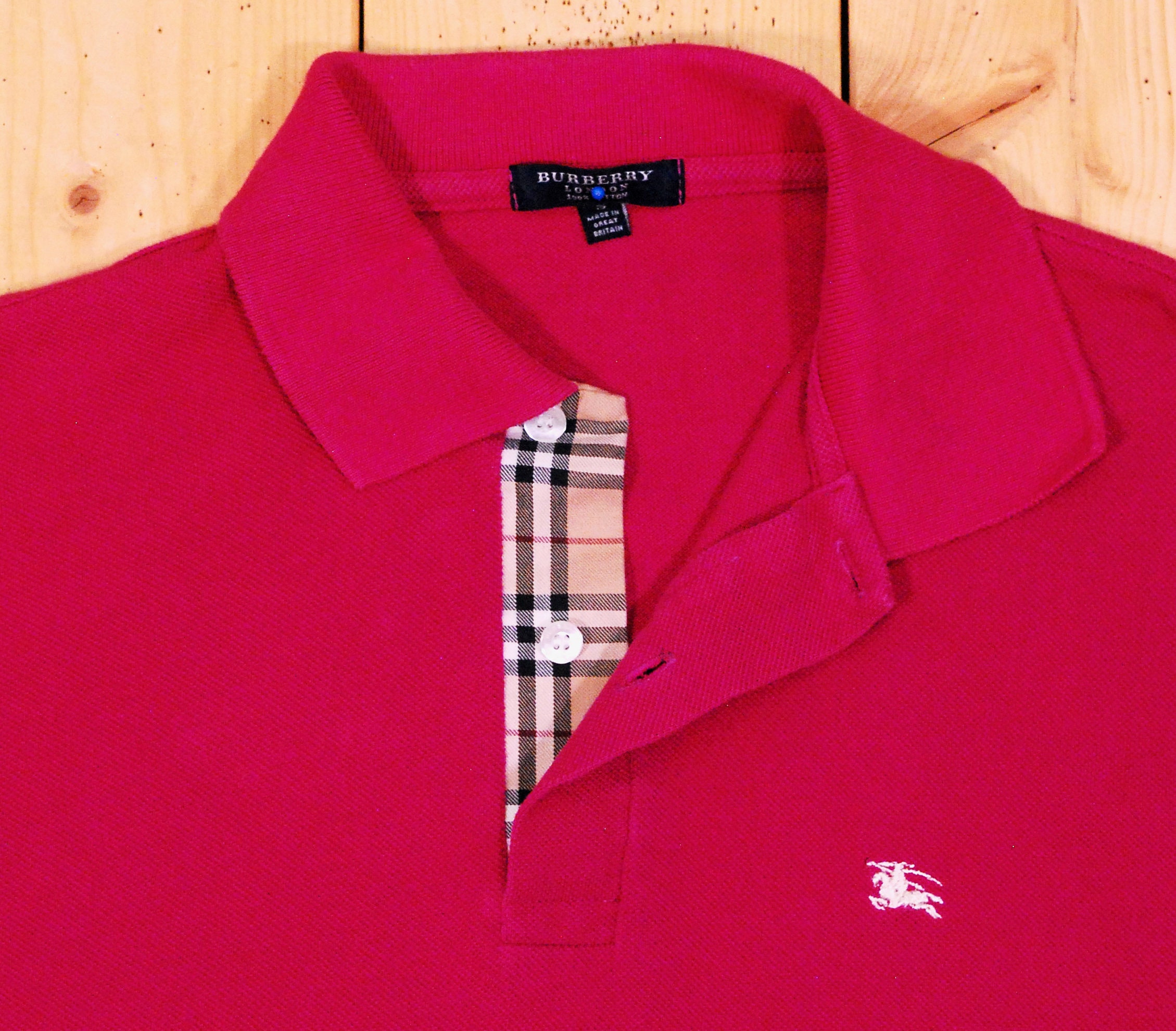 トップス Burberry 90s Check L/S Polo Shirt Burberry Vintage Check-detail Cotton Polo Shirt | Neutrals