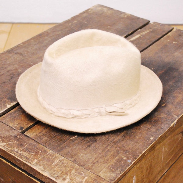 Vintage 1950er/60er Elfenbein Filz STETSON GUN CLUB Fedora Hut / Mr John es Menswear / Mad Men / Retro Sammlerstück Selten / bjr