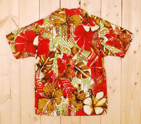 Vintage 1960's/70's POLYNESIAN BAZAAR Bark Cloth Hawaiian Shirt