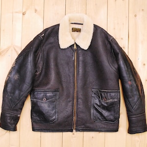 Vintage 1960&#39;s/70&#39;s Brown US NAVY M444 Leather Flight Jacket / Shearling / Bomber / Retro Collectable Rare