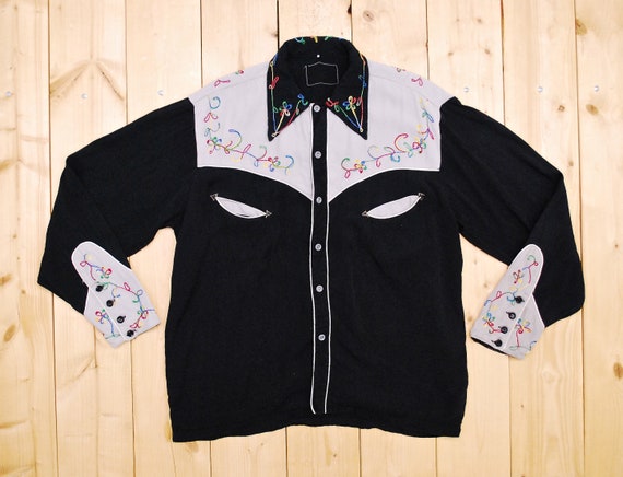 Vintage 1940's/50's Gabardine Embroidered Western