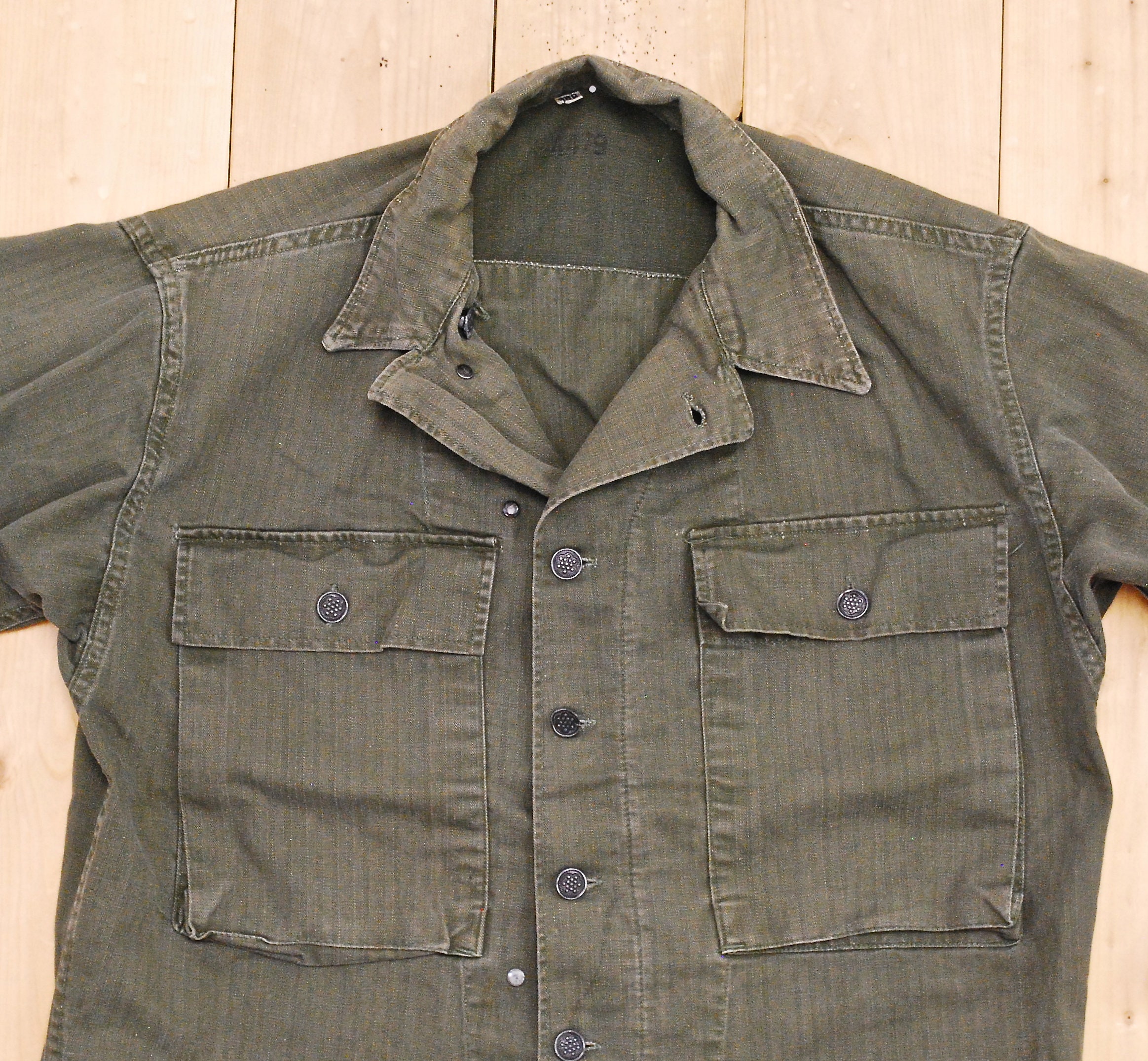 Vintage 1940's WW2 US Army HBT Olive Combat Fatigue Shirt | Etsy