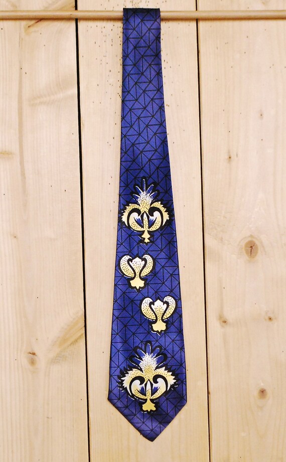 Vintage 1930's/40's Blue and Gold Necktie / Troph… - image 2