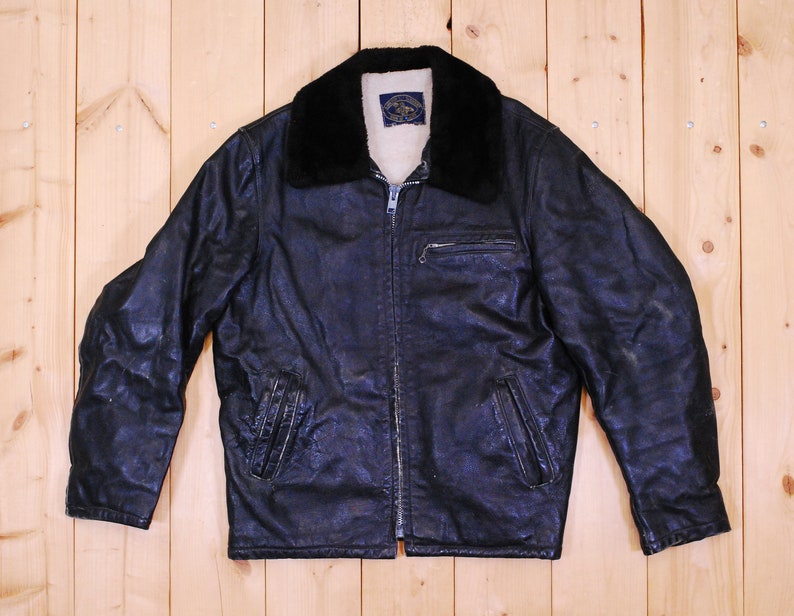 Vintage 1960's/70's Black GOLDEN BOY GARMENT Bomber/Motorcycle Jacket / Retro Collectible Rare image 1