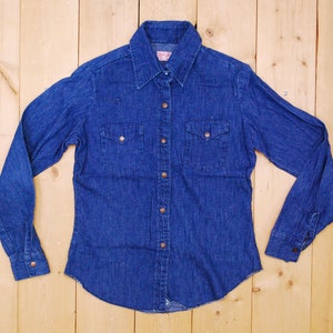 Vintage 1970&#39;s GWG Women&#39;s Western Denim Shirt / Femme Fit / Retro Collectable Rare /bjr