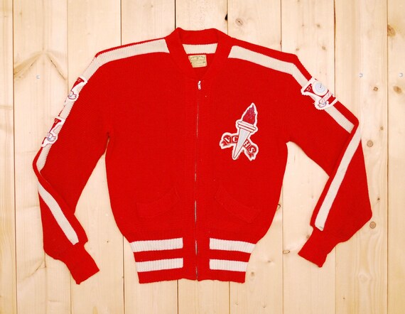 Vintage 1950's Red VARSITY LETTERMAN Sweater / Vic