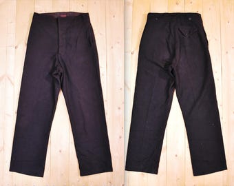 Vintage 1940's WW2 British Army Brown Wool Pants / Trousers / 1944 / Retro Collectable Rare