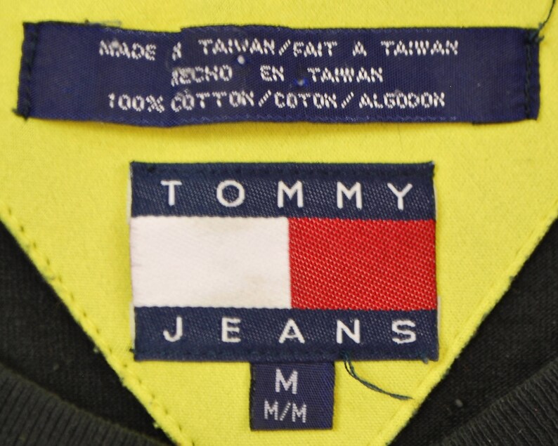 Vintage 1980's/90's TOMMY HILFIGER Long Sleeve T-Shirt / Hip Hop / Tommy Jeans / Neoprene Shoulder Patches / Retro Collectable Rare image 3