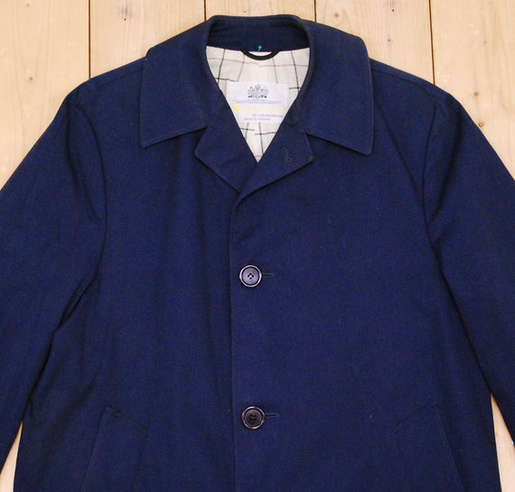 Vintage 1980's Navy Blue Men's AQUASCUTUM Trench Coat / Retro
