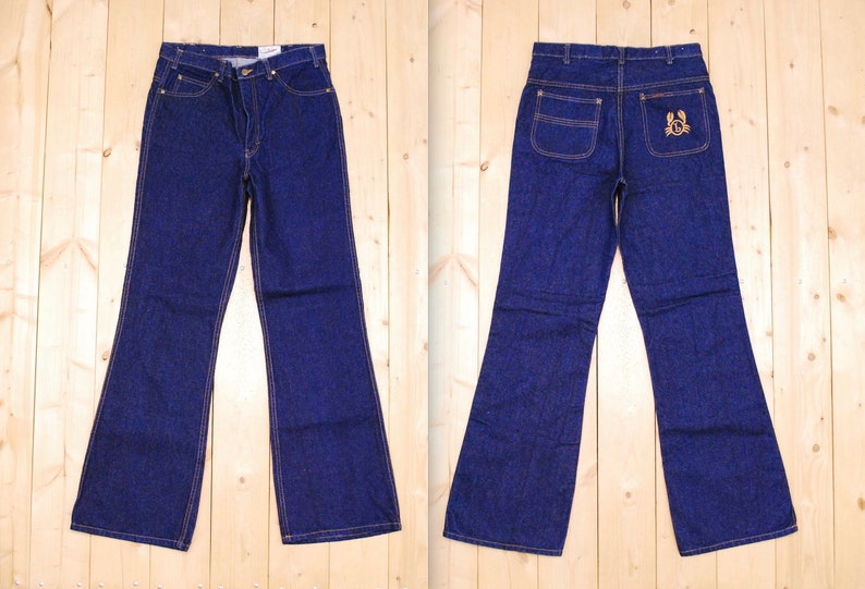 Vintage 1960's/70's Deadstock LANDLUBBER Denim Flare Jeans / Bellbottoms / Hippie / BoHo Chic / Retro Collectable Rare image 1