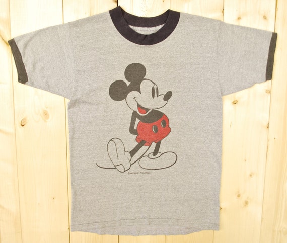 Vintage 1970's MICKEY MOUSE Grey Ringer T-Shirt /