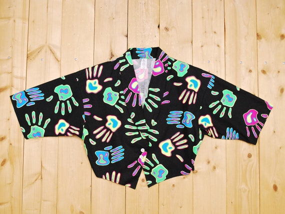 Vintage 1980's/90's Neon RAVE Cropped Top Shirt /