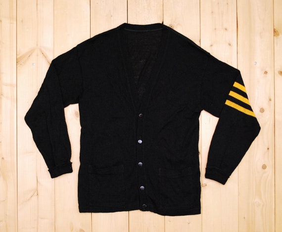 Vintage 1950's/60's Black VARSITY LETTERMAN Wool S