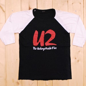 Vintage 1984 U2 The Unforgettable Fire World Tour Baseball T-Shirt / Retro Collectable Rare