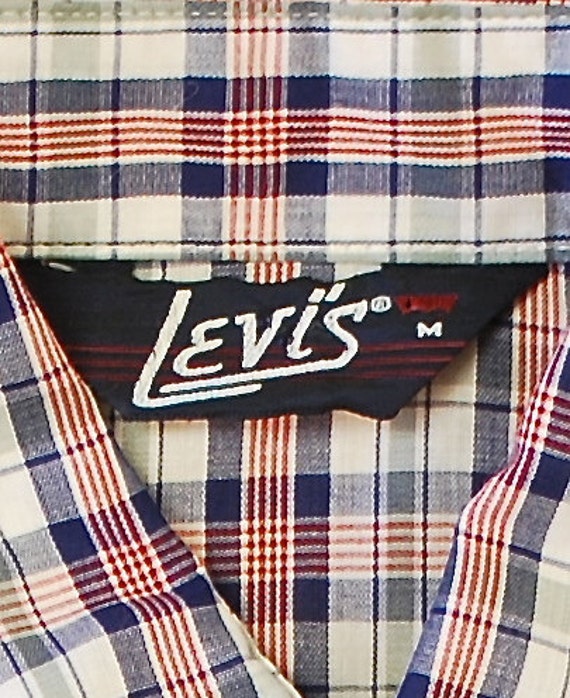 Vintage 1970's/80's  LEVI STRAUSS Plaid Short Sle… - image 3
