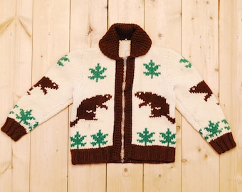 Vintage 90s Adrien Racine Kids Cowichan Sweater - British Guard