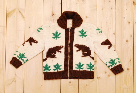極美品◎ グッドデザイン◎vintage cowichan Vintage 80s Genuine Cowichan Indian Hand Made Knit Cowichan