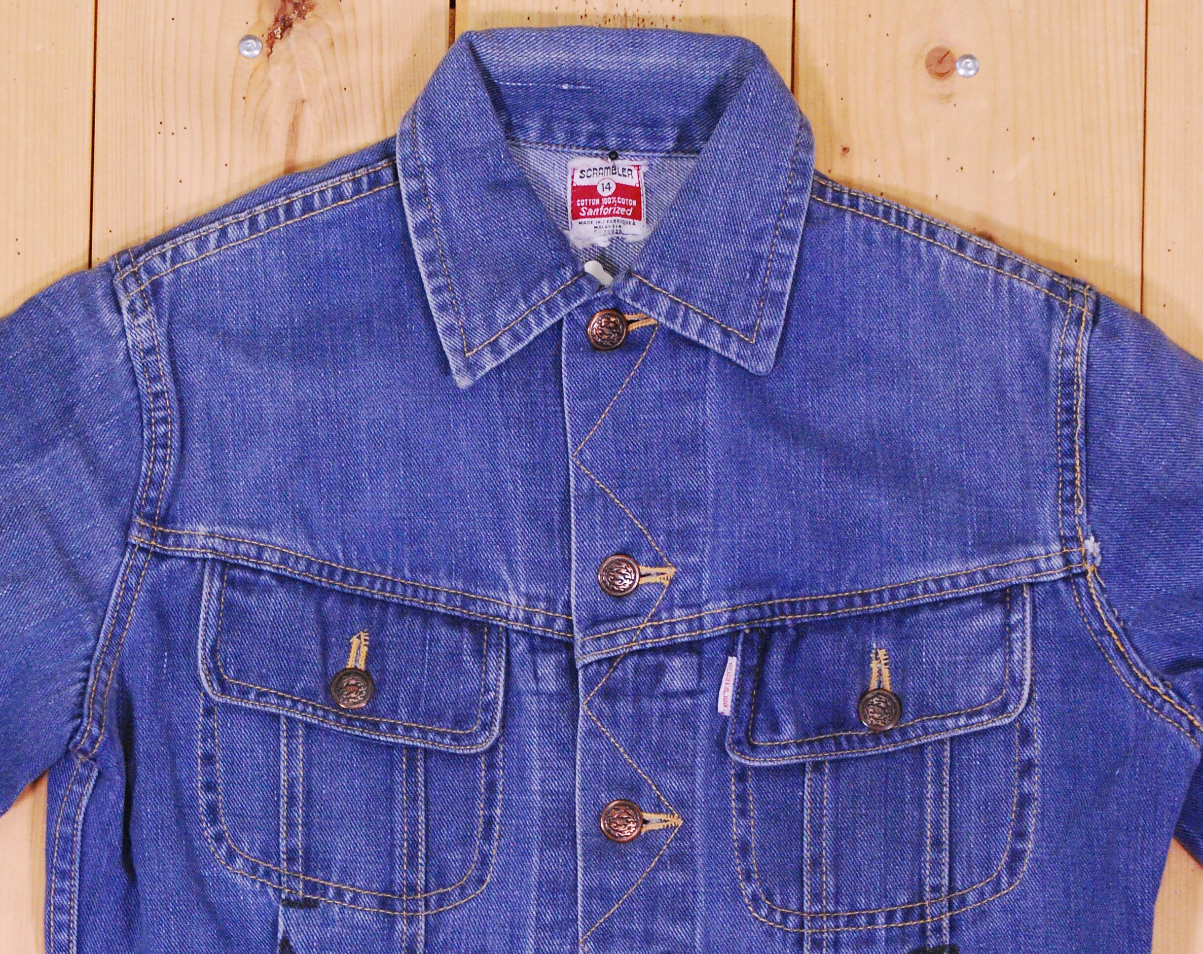 60〜70s zip denim jacket Authentic 60s 70s Vintage WRANGLER Blue Bell 24MJZ Denim