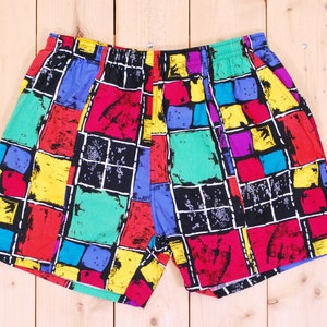 Vintage 1980&#39;s Neon SUNFORCE Skateboard Shorts / Bathing Suit / Surf / Retro Collectable Rare
