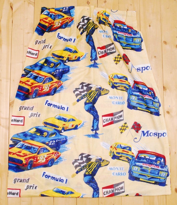 Vintage 1960's/70's Nascar Race Car Curtains set of Etsy