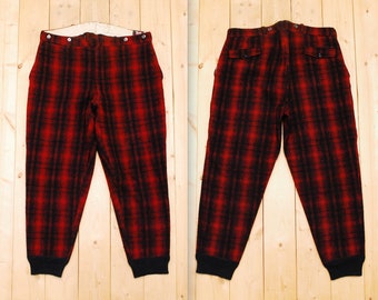 Vintage 1940's/50's WOOLRICH Buffalo Plaid Wool Hunting Pants / Breeches / Retro Collectable Rare