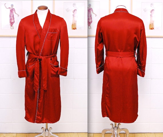 Vintage 1930's/40's Red Men's Robe / Smoking Jacke