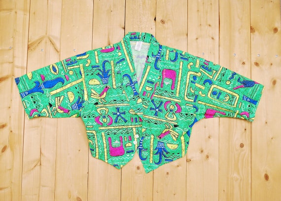 Vintage 1980's/90's Neon RAVE Cropped Top Shirt /