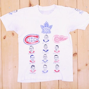 Vintage 1950&#39;s/60&#39;s Hand Printed Hockey Player T-Shirt / Canadiens / Leafs / Red Wings / Retro Collectable Rare