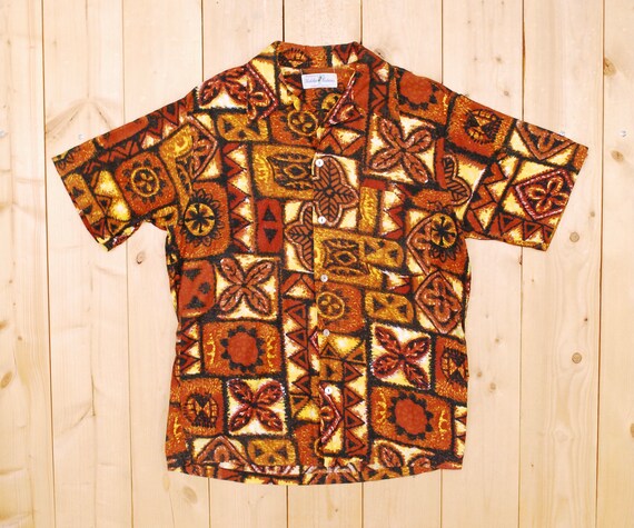 二点以上お買い上げ送料無料 70’S~ビンテージHUKILAU FASHION ハワイアン コットン アロハシャツ(メンズXL)E1052大きいサイズ 6/10P1 ビンテージ Hukilau Fashions HONOLULU 着物 はんてん型 アロハ 甚平