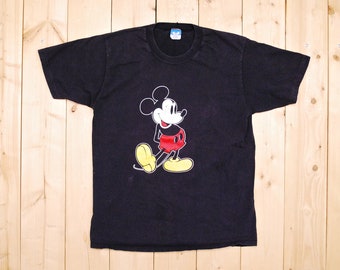 T-shirt noir MICKEY MOUSE vintage des années 1970 / DISNEY / Made in U.S.A. / Retro Collectable Rare