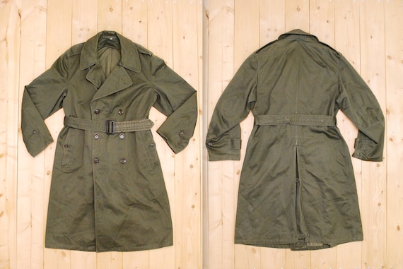 Vintage 1950's/60's US Army Olive Green Trench Coa