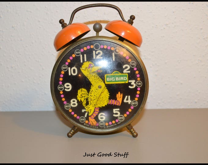 Vintage Sesame Street, Windup Alarm Clock 1970's Big Bird Alarm Clock