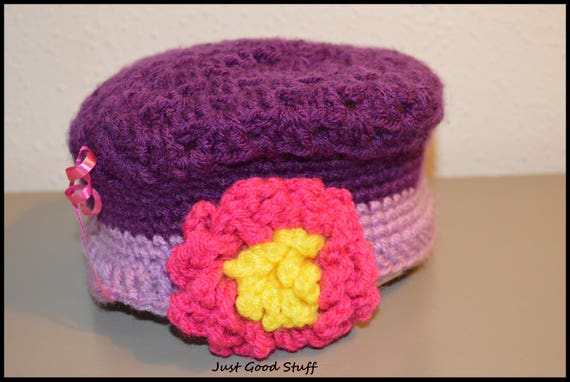 Little Girls Handmade Knitted Hat with a Beautifu… - image 1