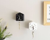 Wall Key Hanger Holders Set of 2 Wooden Key Hangers Wall key holder home minimal decoration Wall key hanger Key Organiser Polka Dots