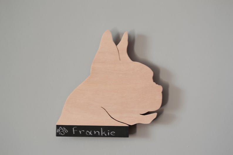 Bulldog Leash Holder dog shape Handmade Unique Pet Storage Leash Hook Dog Accessories Blackboard Chalkboard
