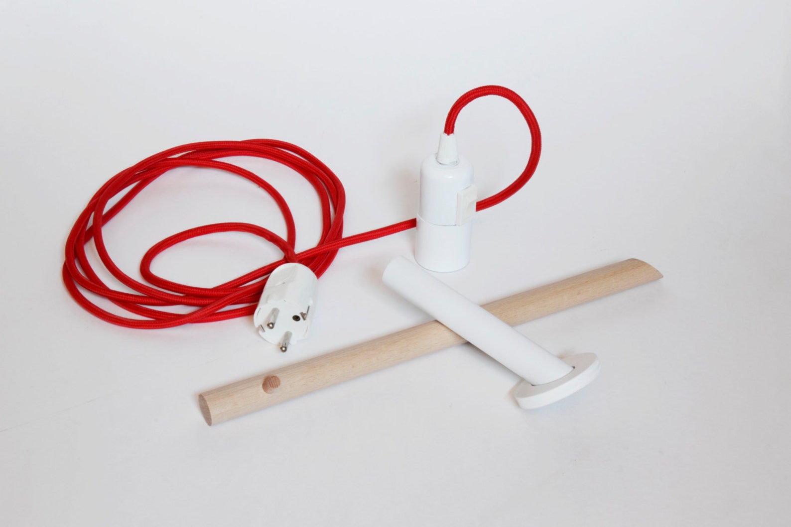 Handmade Wooden Lamp Hook With a Colored Fabric Cable Wall Etsy