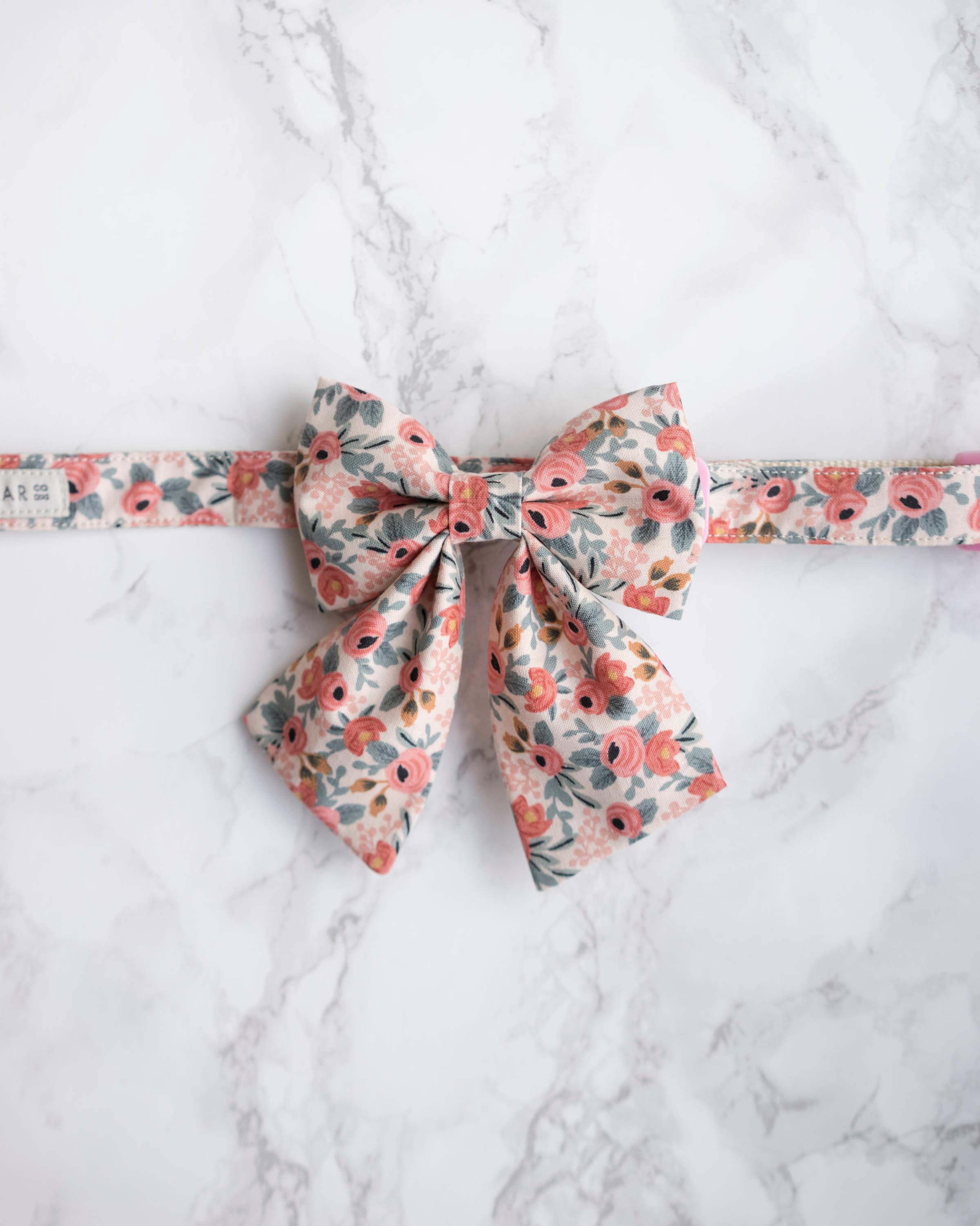 Girly Bow Dog Collar Set - Rifle Paper Co Pink Floral | Dog Sailor Bo…